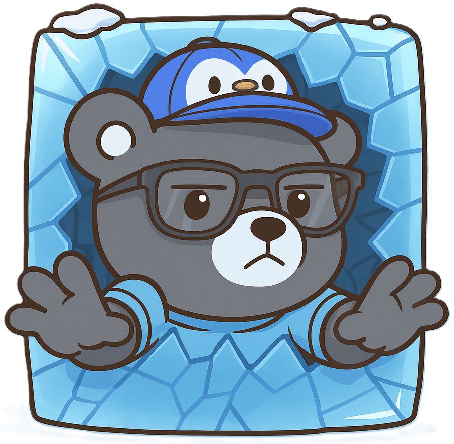 Ice block cracking to reveal a bear